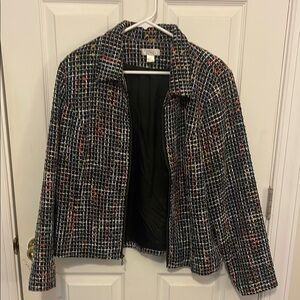 Chico's Black and Red Blazer Classic Tweed Design